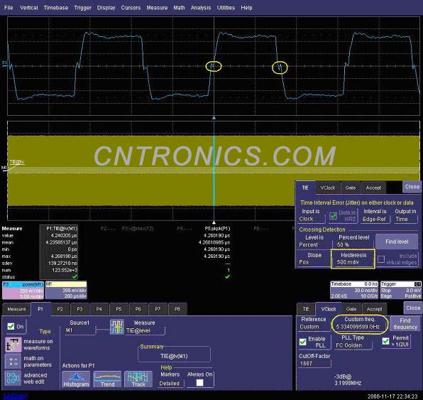圖三 使用TIE的缺省設(shè)置，Hysteresis值為500mdiv 