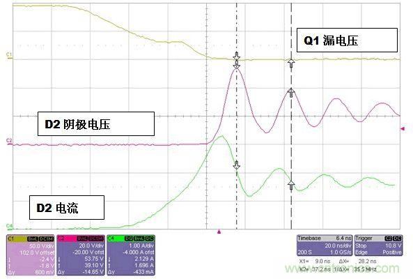 當D2關(guān)閉時D2會引起過多的振鈴