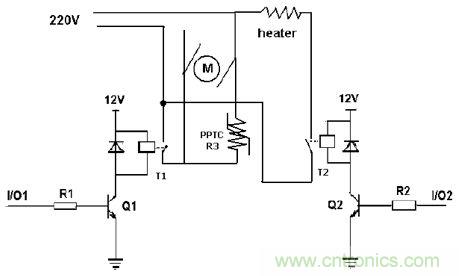 豆?jié){機(jī)馬達(dá)和加熱器的電路示意圖