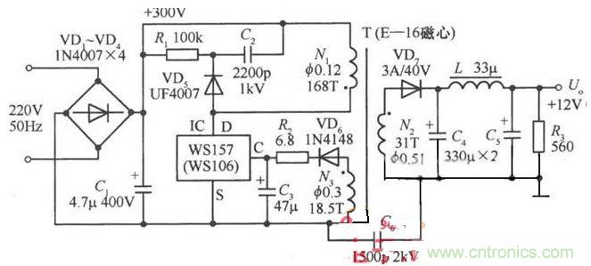 一款12V的單片開(kāi)關(guān)穩(wěn)壓電源電路設(shè)計(jì) 