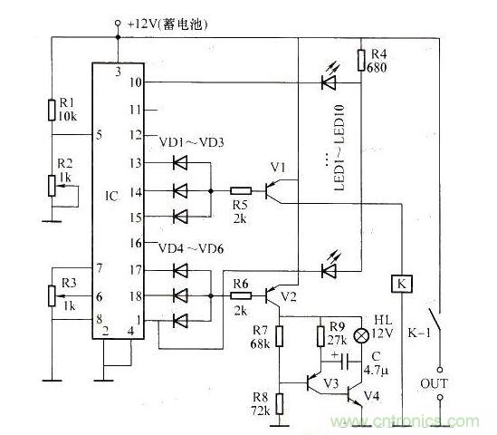 具有電壓指示的蓄點知保護(hù)電路 