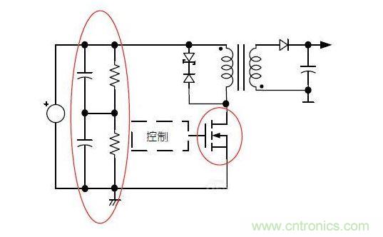 反激轉(zhuǎn)換器中的串聯(lián)大電容電路及單顆1，000VMOSFET