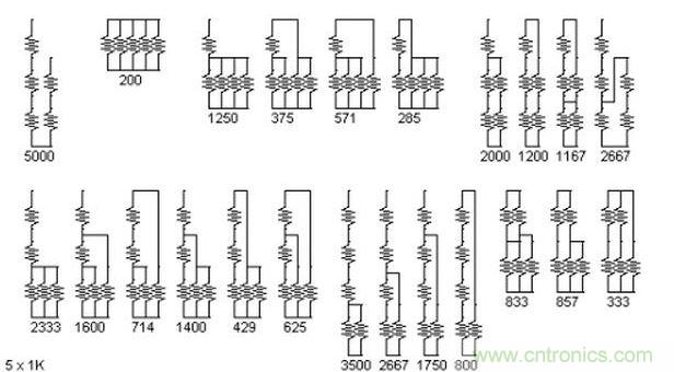 5個電阻我想出了23種組合。還有其它組合嗎？