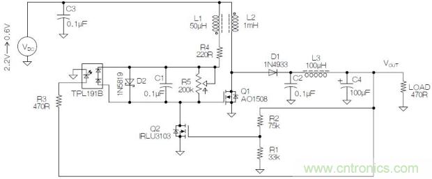 圖2：基于MOSFET的焦耳小偷電路。