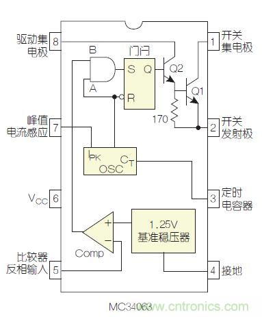 圖2：MC34063是該電路核心。