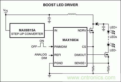 Li+電池供電、低壓高亮度(HB) LED解決方案