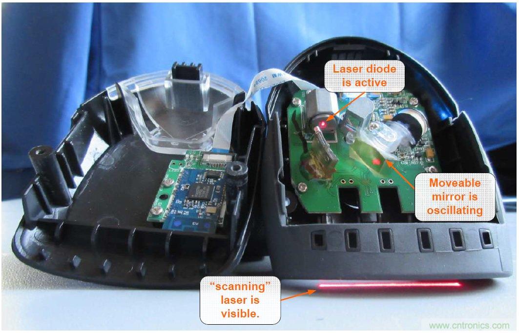 拆解45美元的藍(lán)牙無線條碼掃描槍，發(fā)現(xiàn)里面鏡中有鏡