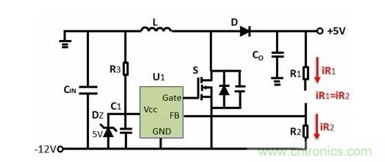 如何實現(xiàn)-12V輸入到+5V輸出?