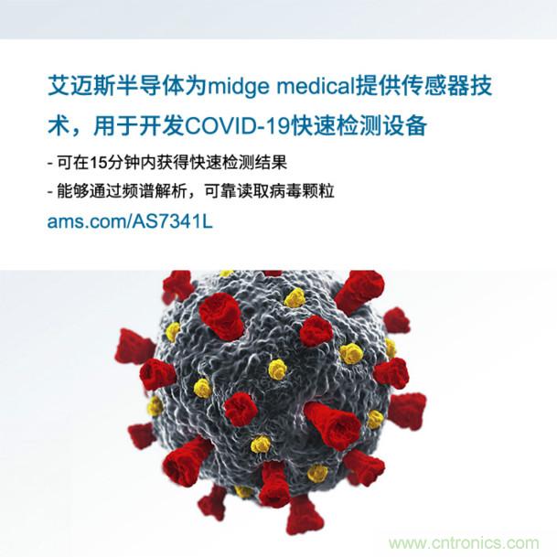 艾邁斯為midge medical提供傳感器技術(shù)，用于開發(fā)COVID-19快速檢測設(shè)備