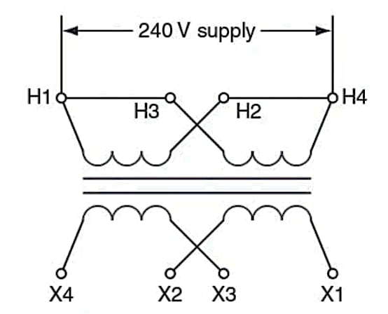 具有雙電壓額定值的變壓器配置